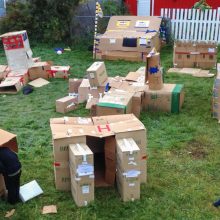 Participants made temporary homes out of cardboard boxes and spent the night sleeping out to bring awareness about youth homelessness.